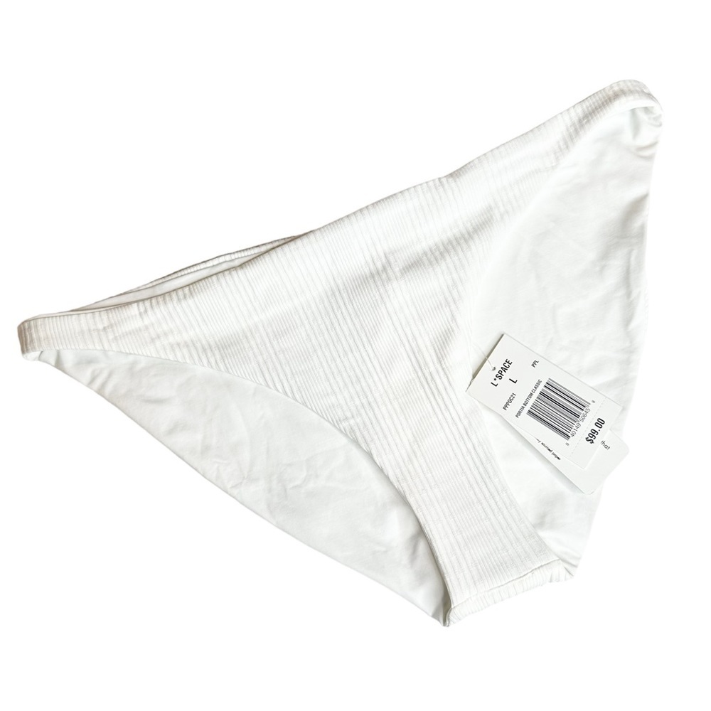 L'SPACE Large Portia White Classic Bikini Bottom Ribbed